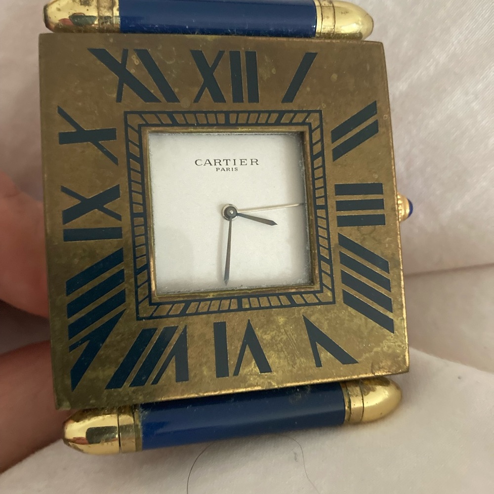 Small Cartier Vintage travel alarm clock Quartz. Needs new battery.